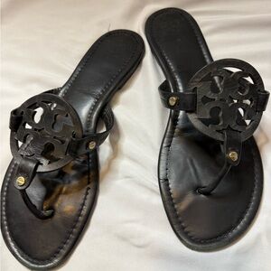 Black Leather Michael Kors Women's Sandals